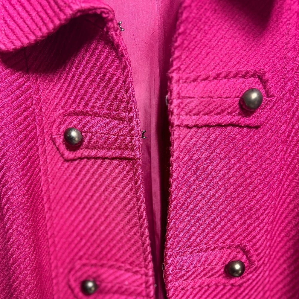 Isabella DeMarco Women's Fuchsia Pink Military Overcoat | 2 - Picture 10 of 10